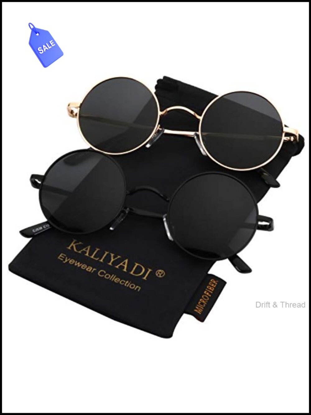 Round Polarized Retro Metal Hippie Circle Sunglasses UV Protection